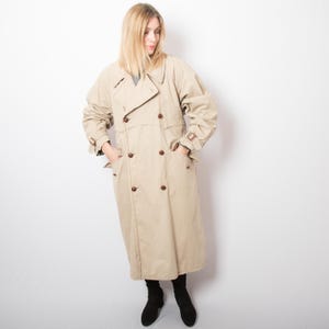 Vintage Iconic Henry Cotton Double Breasted Trench Coat Menswear Oversized Plaid Lining Winter Heritage Style Size L / XL Gift for Husband