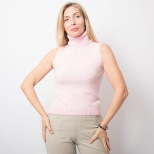 Vintage COZY Angora Turtleneck Vest Wool Sweater Vest Fuzzy Vest Winter Gift Size S