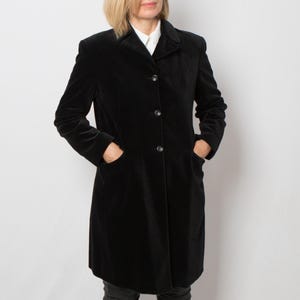 Vintage Black Velvet Jacket Fitted Coat by ERNESTO CHIARI Size M Gift for Girlfriend