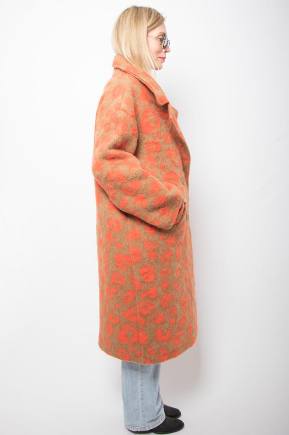 Y2K Abstract Leopard Print Coat Oversized Wool Bl… - image 6