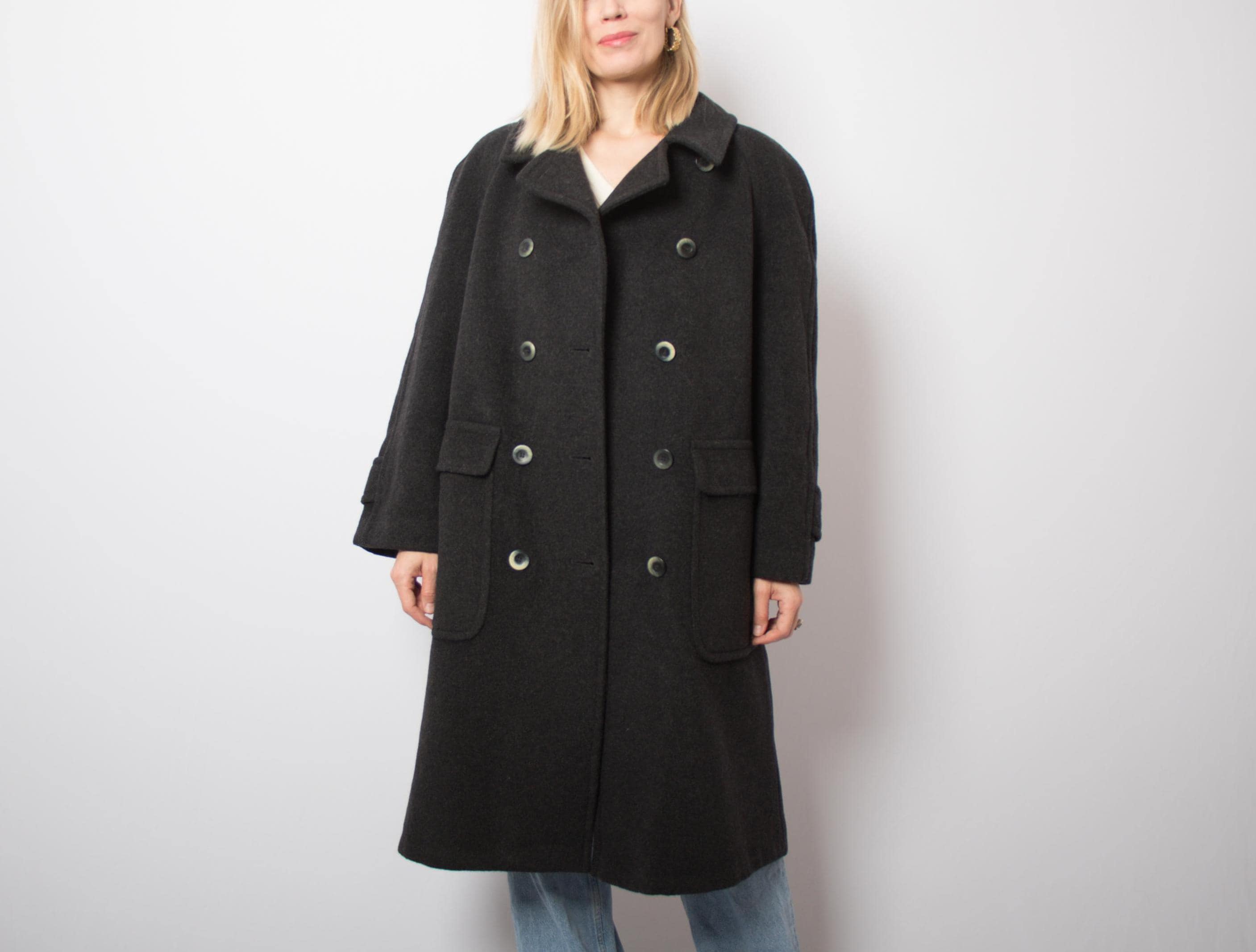 80〜90s made in Italy wool×mohair jacket Vintage Mohair Coat Oversized Double Breasted Made in Italy