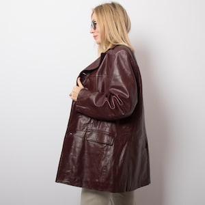 ICONIC Vintage Burgundy Leather Jacket Blazer Size L Made in Italy Originally Menswear Gift Idea