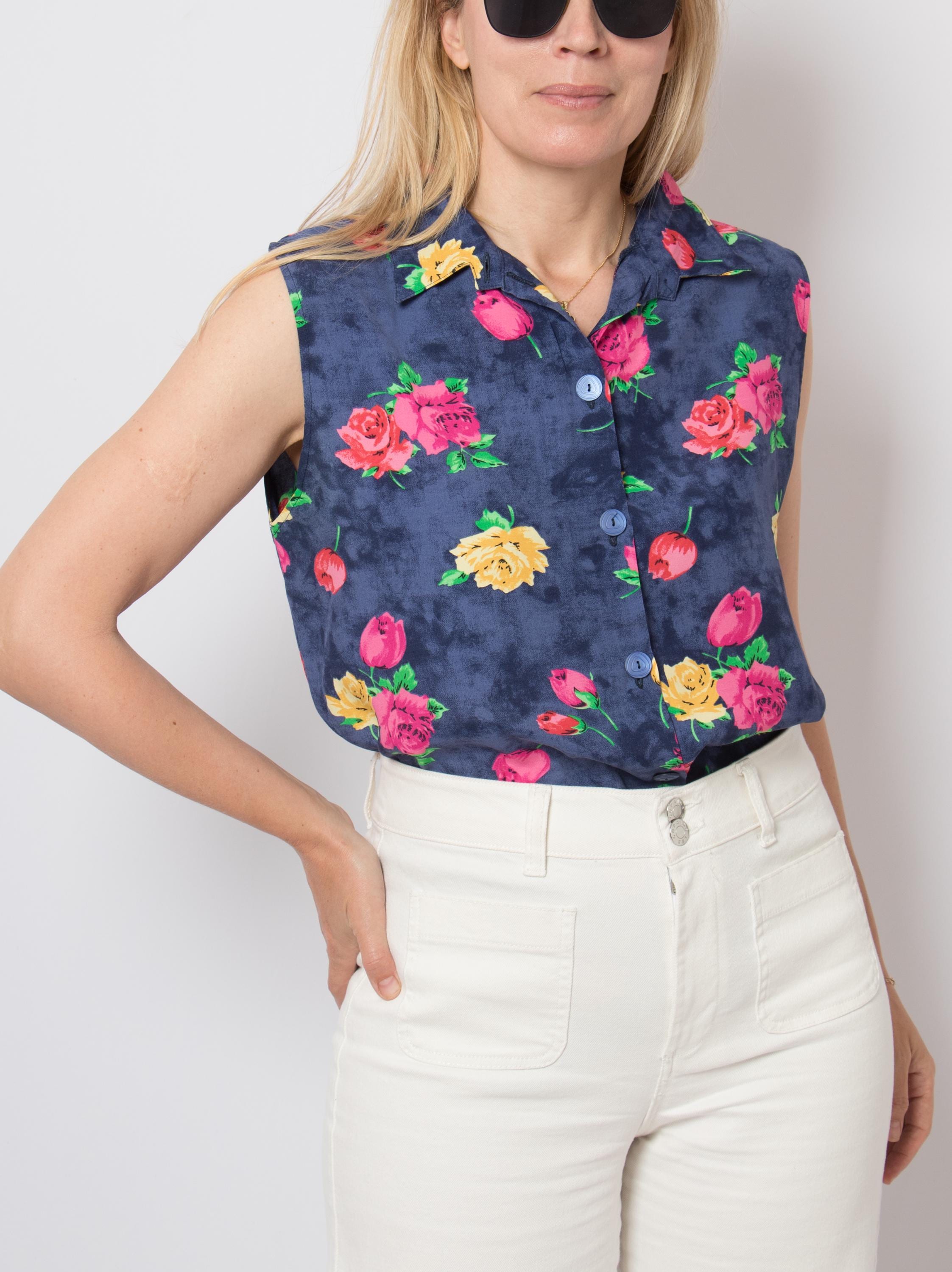 90s Floral Blouse - Etsy