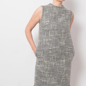Vestido vintage Max Mara Tweed Boucle con bolsillos Mezcla de lana y mohair Atemporal Elegante Talla M