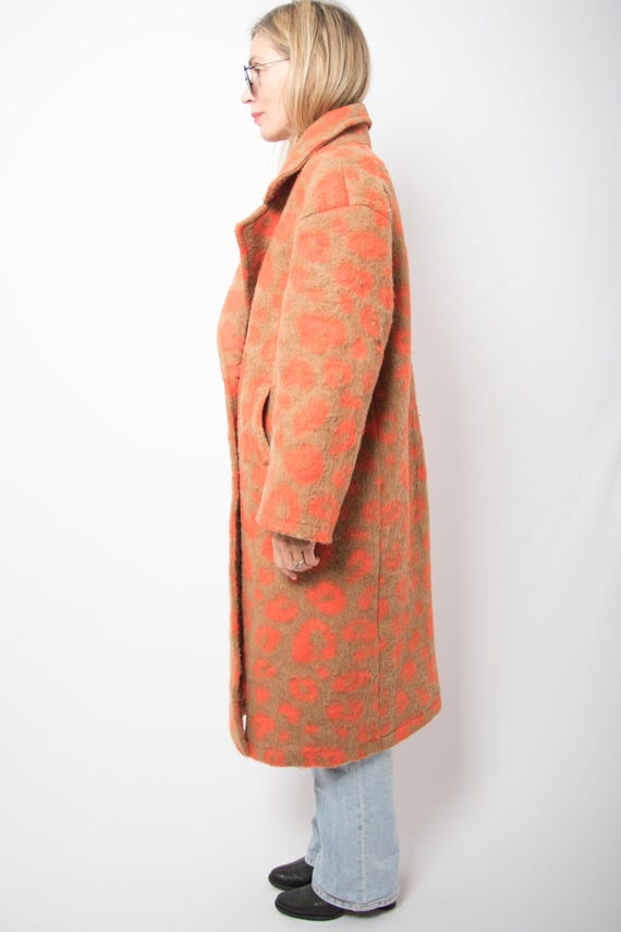 Y2K Abstract Leopard Print Coat Oversized Wool Bl… - image 4