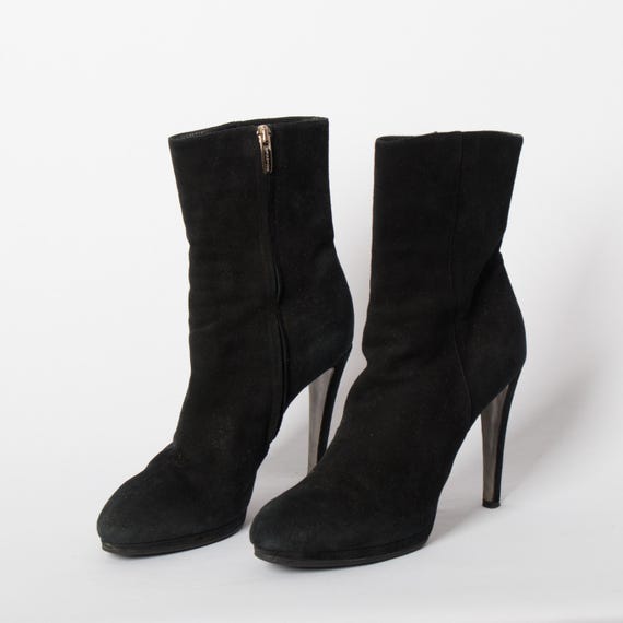90年代 GIORGIO ROSSI ブラック スエード アンクルブーツ ハイヒール