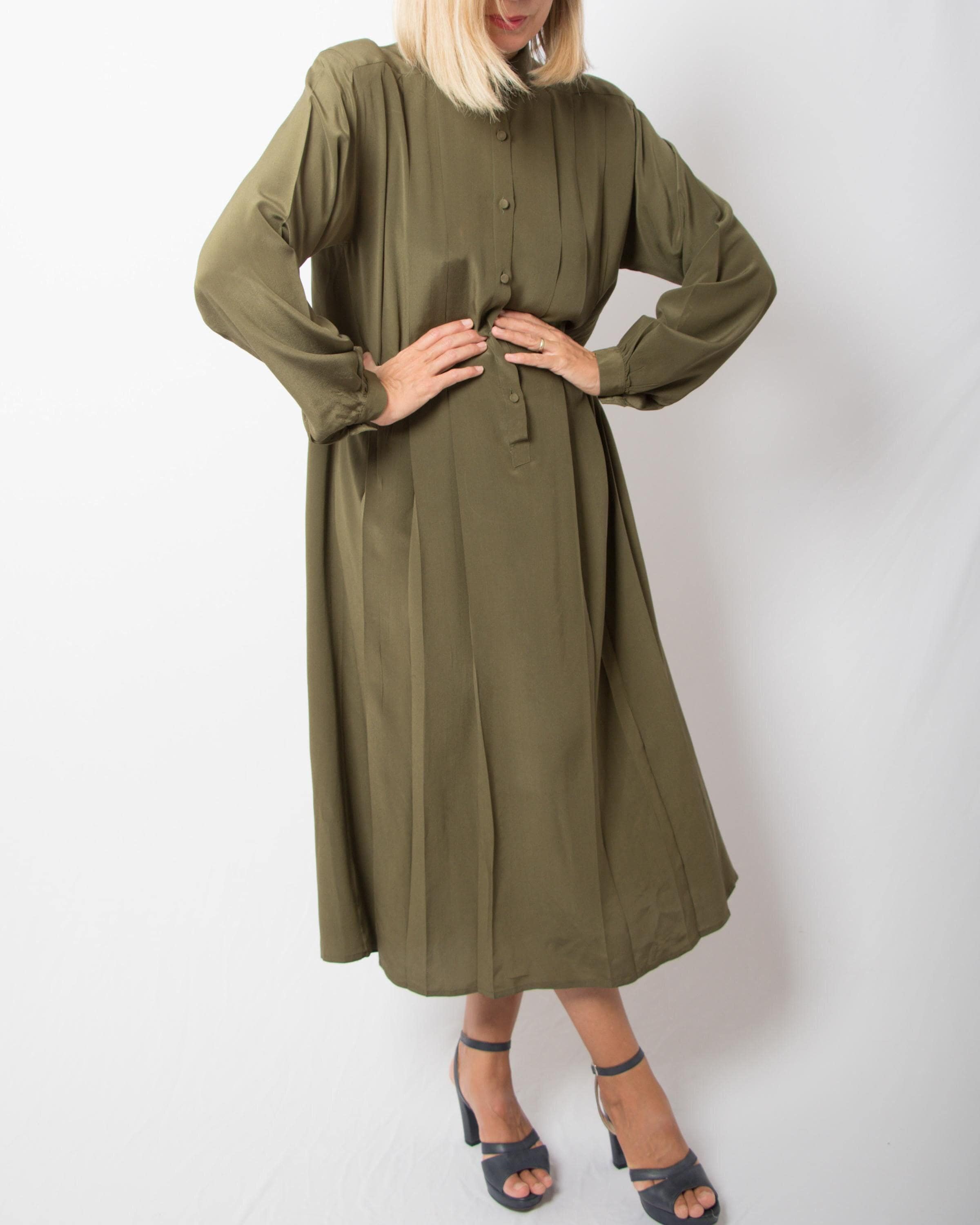 Pleated Long Sleeve Midi Dress - Etsy
