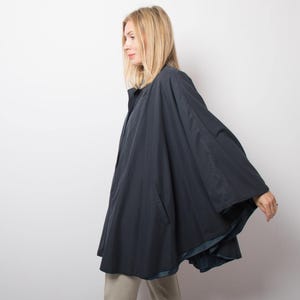 RARE Vintage Deep Blue Cape Raincoat Luxe Timeless Elegance can fit Size M/L Gift for Girlfriend Wife