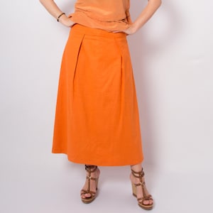 ANTONIO D&#39;ERRICO Orange Long Linen Skirt Medium Size USA 6 W 29 Gift
