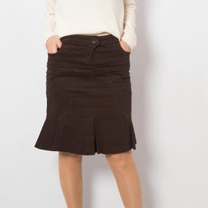 vintage Max & Co jupe à volants en coton marron avec dos réglable Taille M W 33 Cadeau