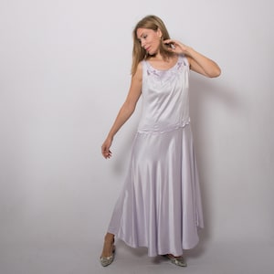 Lux Vintage Long Satin Nightgown Great Gatsby 20s Style Size M Gift for Wife Girlfriend