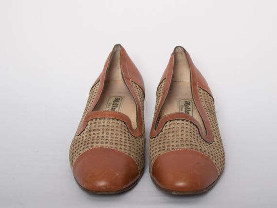 Vintage Melluso Perforated Leather Heels EUR 41 Made in Italy Size  Safari Art Deco Inspired View 2