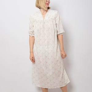 Vintage Romantic Nightgown Country Floral Nightgown Puff Sleeve Gown Cottagcore Nightgown Medium Size Gift