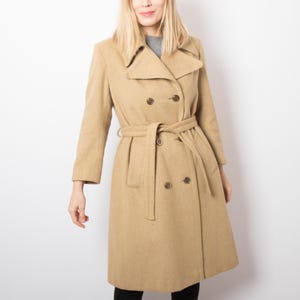 70s Wool Trench Coat Medium Size by EMMANUELLE