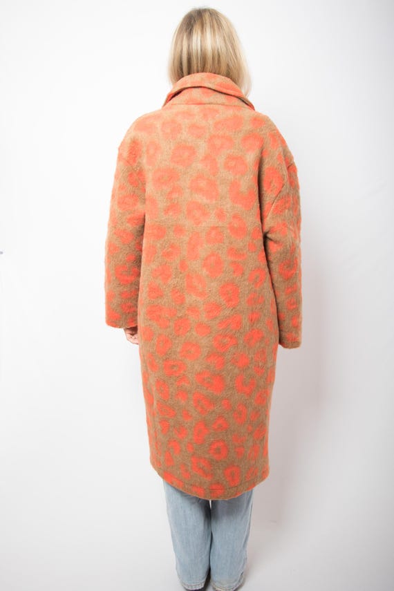 Y2K Abstract Leopard Print Coat Oversized Wool Bl… - image 5