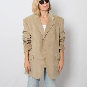 Giacca in velluto a coste marrone vintage da uomo, blazer oversize in velluto a coste, blazer boyfriend, taglia XL, regalo