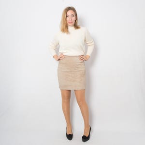 Spódnica mini ze zamszu w stylu vintage, rozmiar S, talia 26 cali, prezent dla dziewczyny