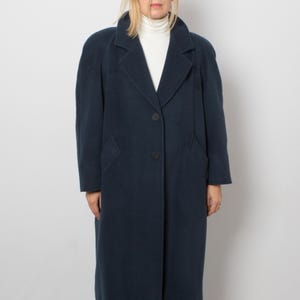 Vintage PERSONA Dark Teal Cashmere Wool Coat Oversized Soft Size M Gift for Girlfriend