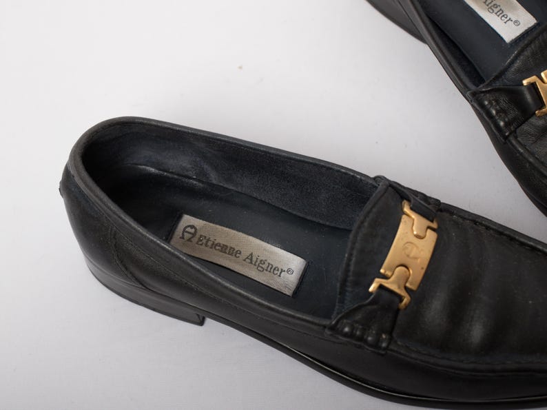 Vintage Etienne Aigner Soft Leather Black Loafers EU 38 image 10