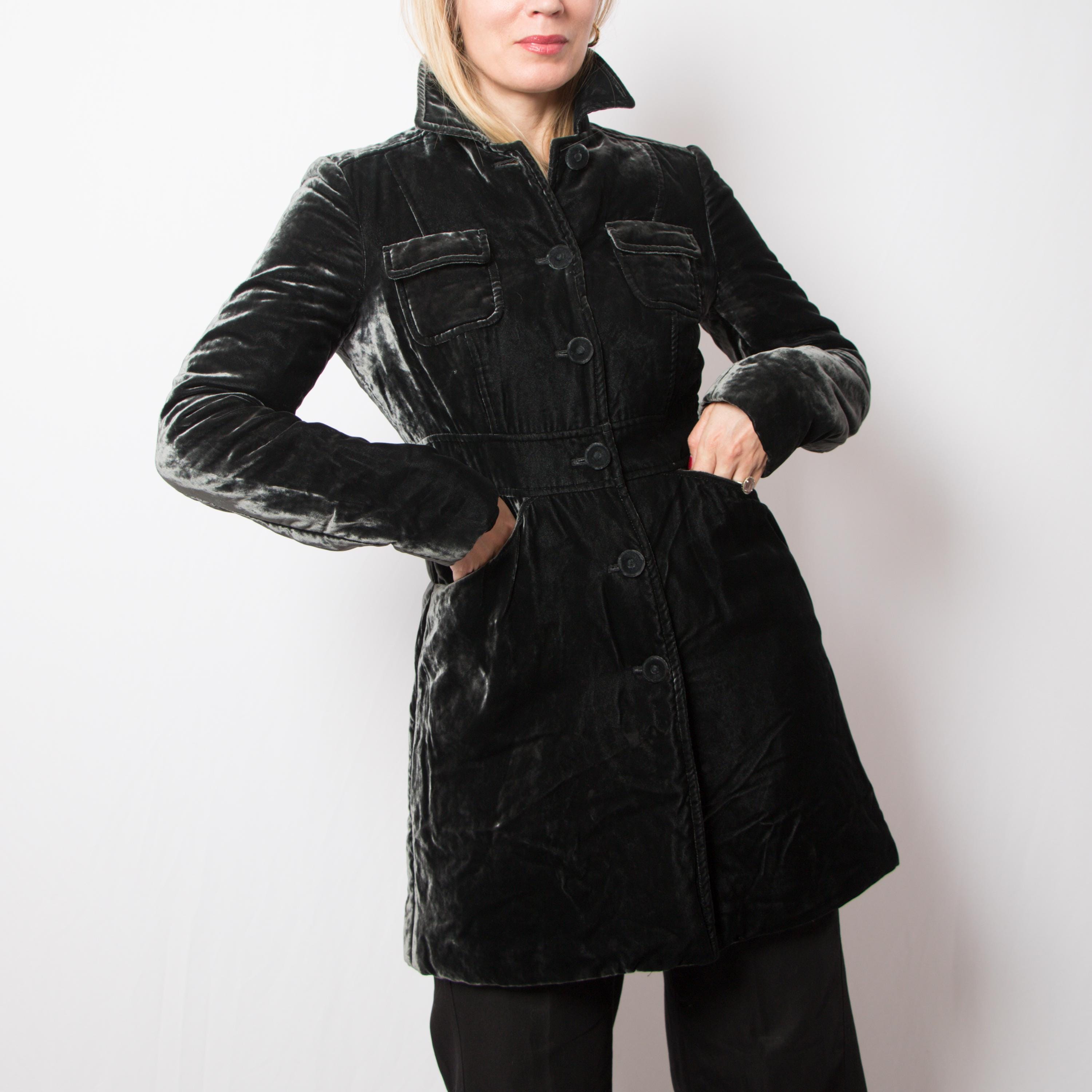 Aspesi, 2000s ASPESI Gray Velvet Coat Opera Coat Size S Made in Italy Designer Formal Jacket Minimalist Luxury Gift for Girlfriend Wife