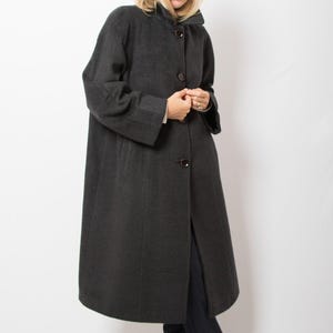 GINALEBOLE Vintage Italian Long Gray Wool Coat Size L Gift for Girlfriend
