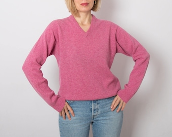 Pull en laine rose vintage minimaliste Pull en laine taille M