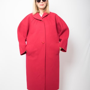 Vintage GERARDI Long Oversized Wool Coat Raspberry color Size M Made in Italy Gift For Girlfriend