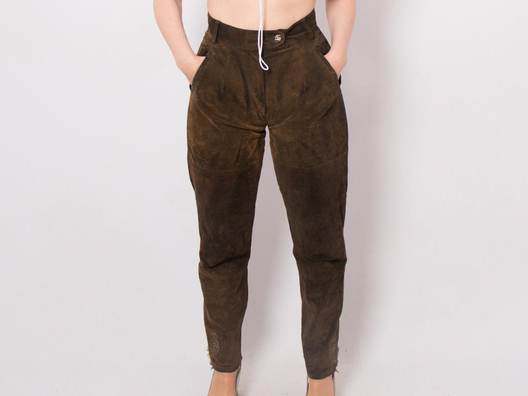 German Riding Pants Vintage Lederhosen Style Suede Pants German Folk Trousers Alpine ...