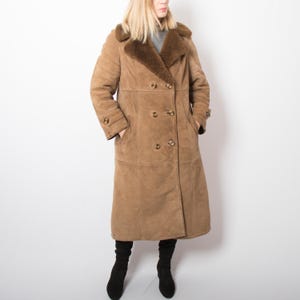 Vintage Suede Sheepskin Coat Women Penny Lane Style Best fit Size M / L Gift for Girlfriend Wife