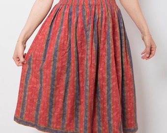 Falda folclórica vintage a rayas de algodón estilo Dirndl Trachten Talla XS Regalo para novia