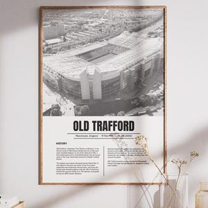 Old Trafford Stadium Football Poster Print - Retro Football Stadium Wall Art - Manchester United Wall Art - Stadium Collection Posters