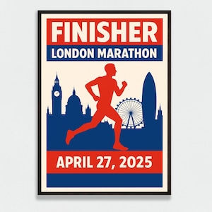 Muurkunst marathon Londen – raceposters voor verzamelobjecten – print marathon Londen 2025 – kaart marathonreis – muurdecoratie raceroute