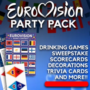 Eurovision Basel 2025 Party Pack Bundle – Basel 2025 Song Contest Decorations, Eurovision Flags, Bingo, Games and more!