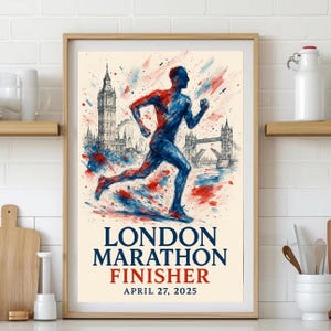 Muurkunst marathon Londen – poster marathon 2025 – kaart hardloopreis – raceprint verzamelobject – Iconisch muurdecor route