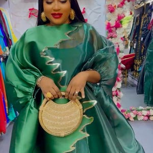 Robe d&#39;invité de mariage de luxe africaine Bubu Caftan Mikado Tenue de soirée nigériane Diplômé Anniversaire Dîner cocktail dînatoire Réception du célébrant