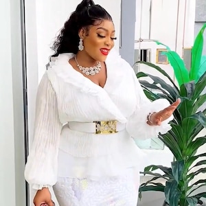Plus Size Sequin Formal Wedding Guest Dress Peplum Mother of Bride Outfit All White Party Birthday Evening Dinner Photo Anniversary Gala