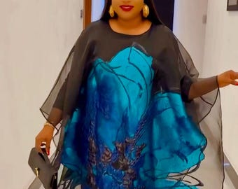 African Bubu Wedding Guest Dress Summer, Nigerian Party Kaftan Mother of Bride Gown Plus Celebrant Birthday Reception Gala Dinner Graduation