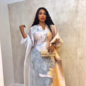 Élégante tenue d&#39;invité de mariage Bubu africain Robe caftan de fête nigériane Séance photo du célébrant Réception d&#39;anniversaire Dîner de gala