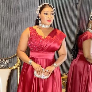 Burgundy Nigerian Bridesmaid Dress - Etsy