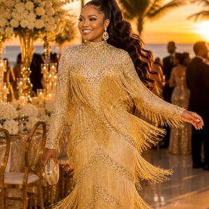 gold diamond sequin dress Luxury Prom Collection:WK7REPEAT