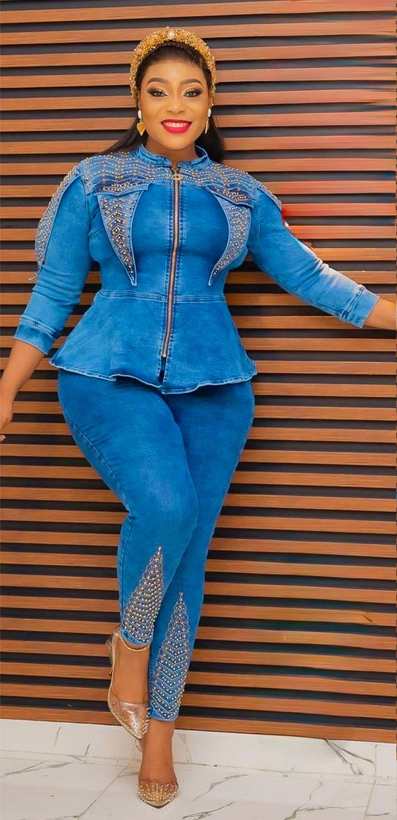 plus size denim and diamonds outfit