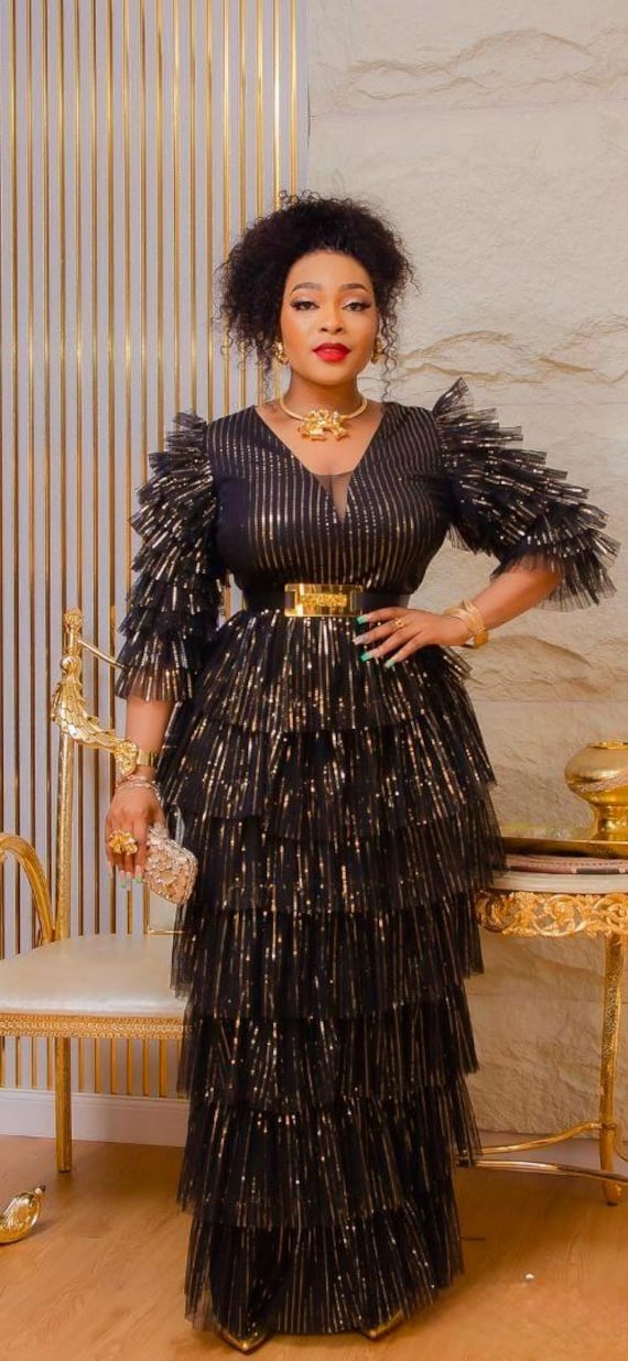 plus size black and gold formal dresses Gothic Black and Gold Sequin Ball Gown - Off the Shoulder Sparkly Maxi Dress main image 1