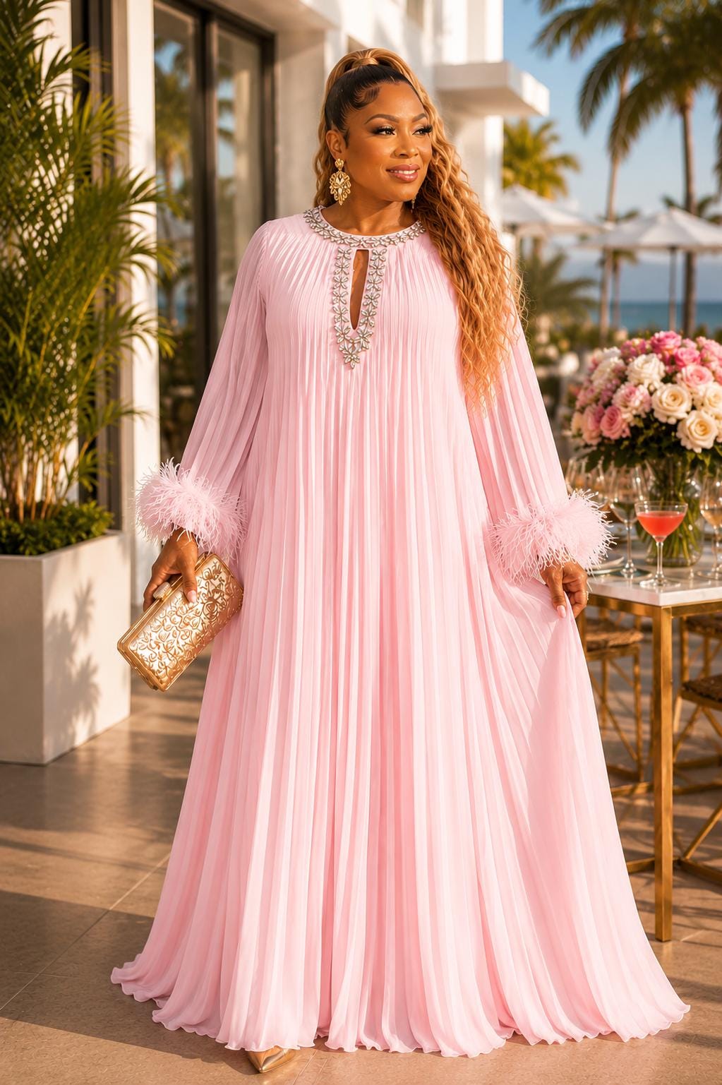 hot pink feather jamie dress Women feather dress
