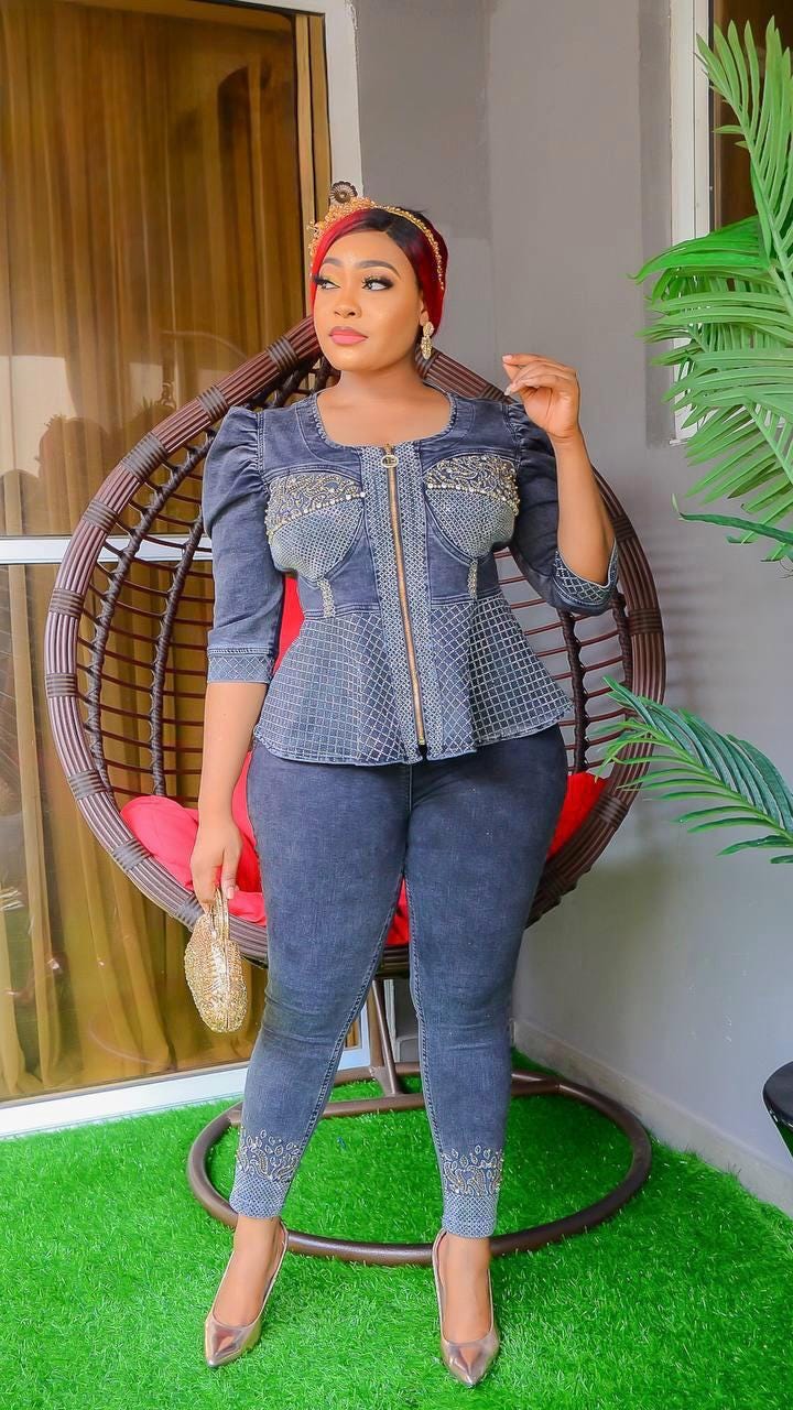 white christmas dresses Final Sale Plus Size Spaghetti Strap Flare Dress in Denim main image 0