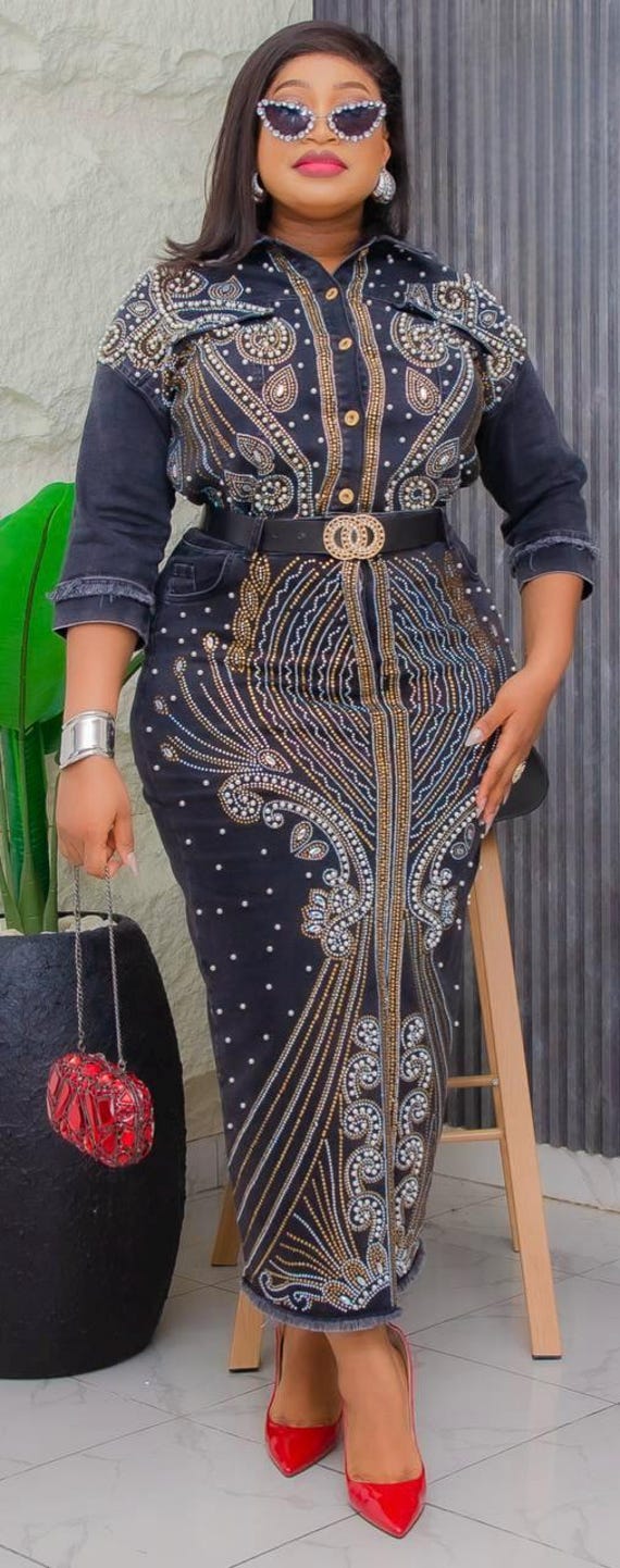 plus size denim and diamonds outfit