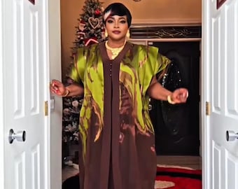 African Women's Dress Plus Size Wedding Guest Outfit 2 Piece Kaftan Mikado Brocade Photoshoot Birthday Party Dinner Anniversary Engagement