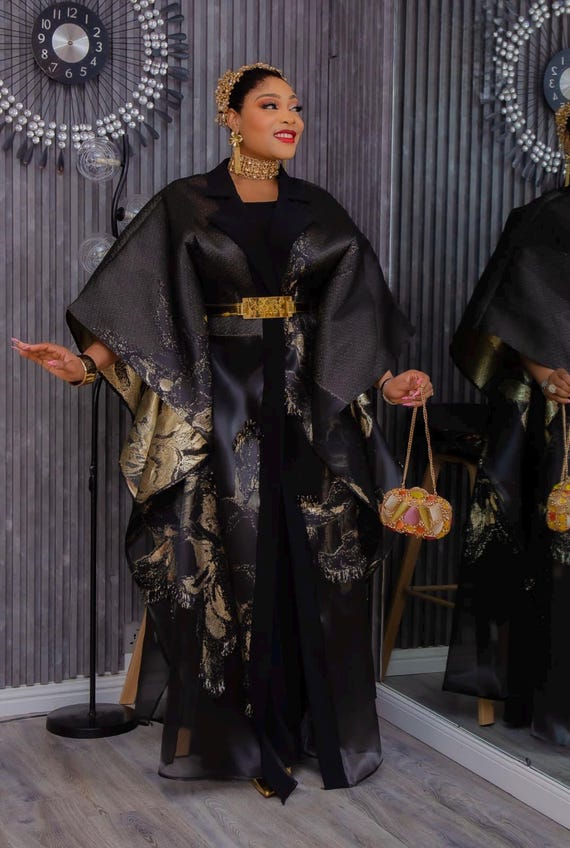 Classy African Kaftan Brocade Dress Wedding Guest 2 Piece Nigerian Birthday Party Black Tie Attire Mother of The Bride Photos Gala Cocktail