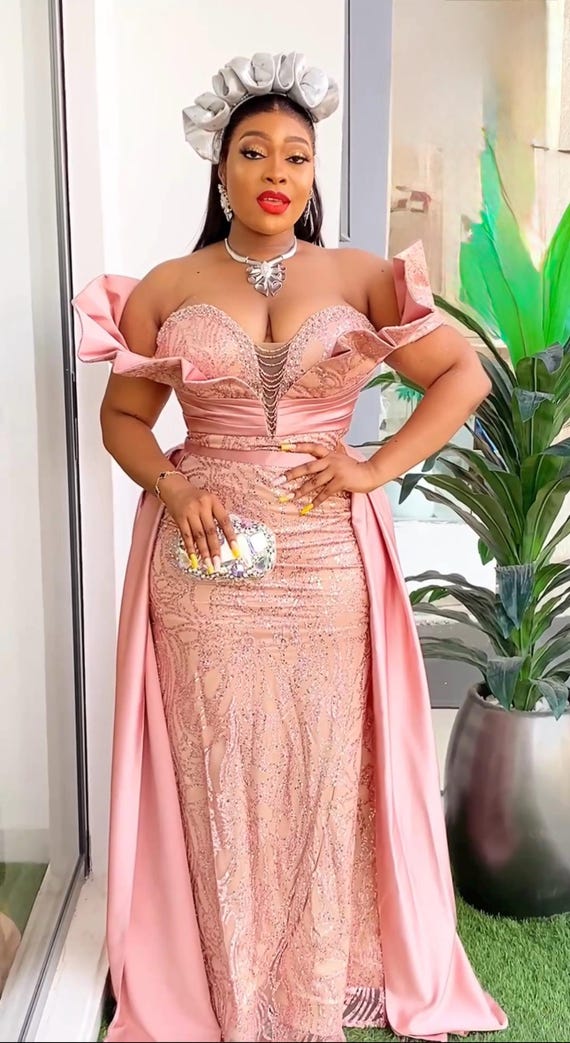 Off the Shoulder Peach Wedding Guest Dress Overskirt, Mother of