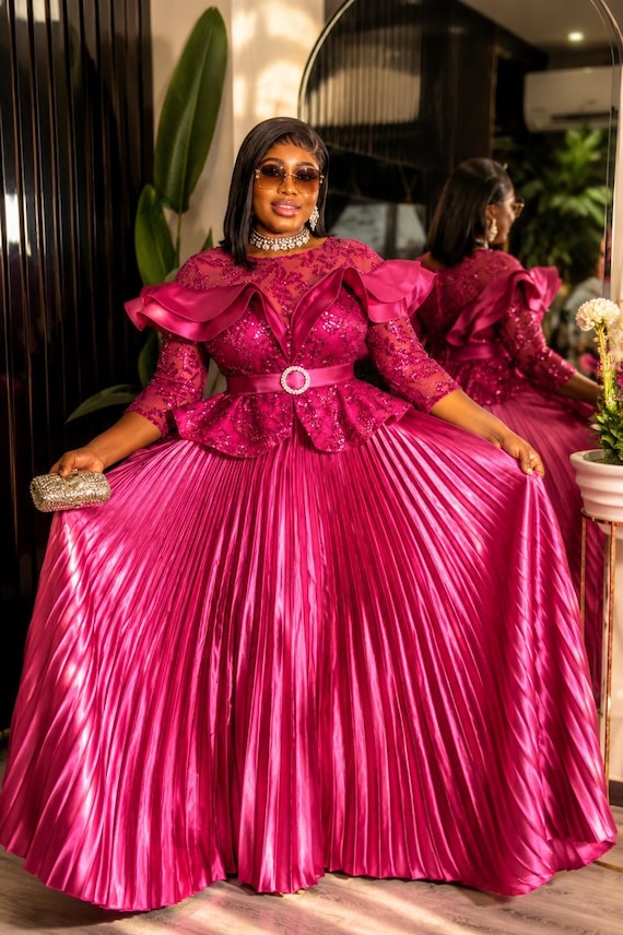 birthday party dress for guest Pink Sequin Ruffle Pleated A-line Wedding Mother of the Bride Photos Cocktail Gala Reception Church Anniversary classy birthday outfit