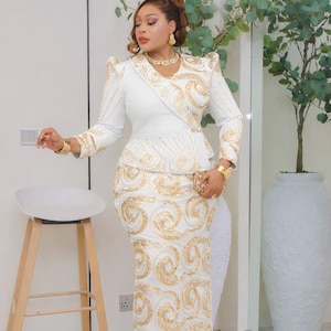 Plus Size White Peplum Dress - Etsy Ireland